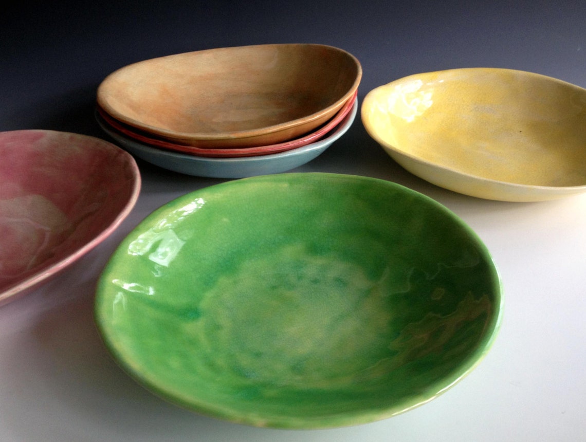 Pasta Bowls Free Form Organic Colorful Pasta Bowls Set of Etsy