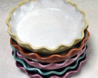 READY TO SHIP Pie plates, Mini pie plates, Handmade stoneware pie plates by Leslie Freeman