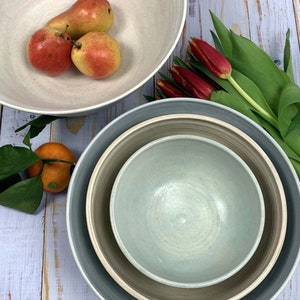 New Set of four, pastel crackle nesting bowls, Serving bowl set