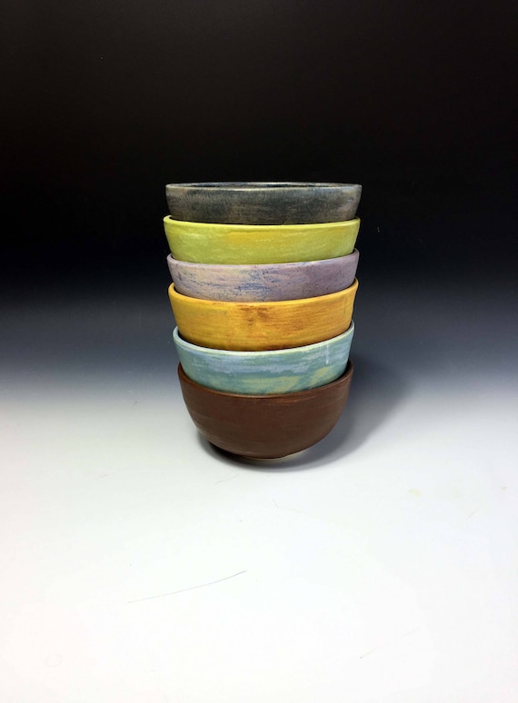 Matte Glaze Stoneware Bowls: Set of 6 Soup/Cereal Bowls Ready to ship