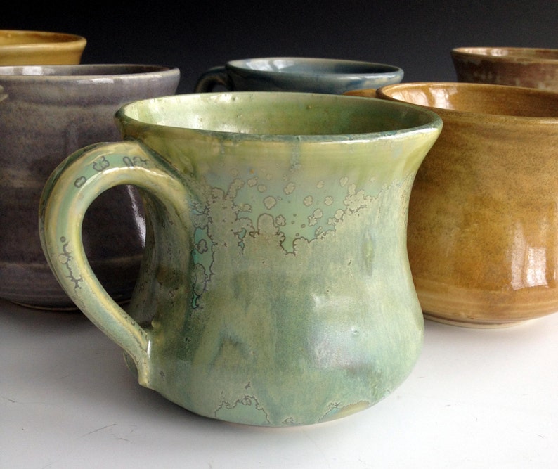 Ready to ship, Set of Six, comfort mugs in six earth tones, coffee mugs, handmade by Leslie Freeman image 3