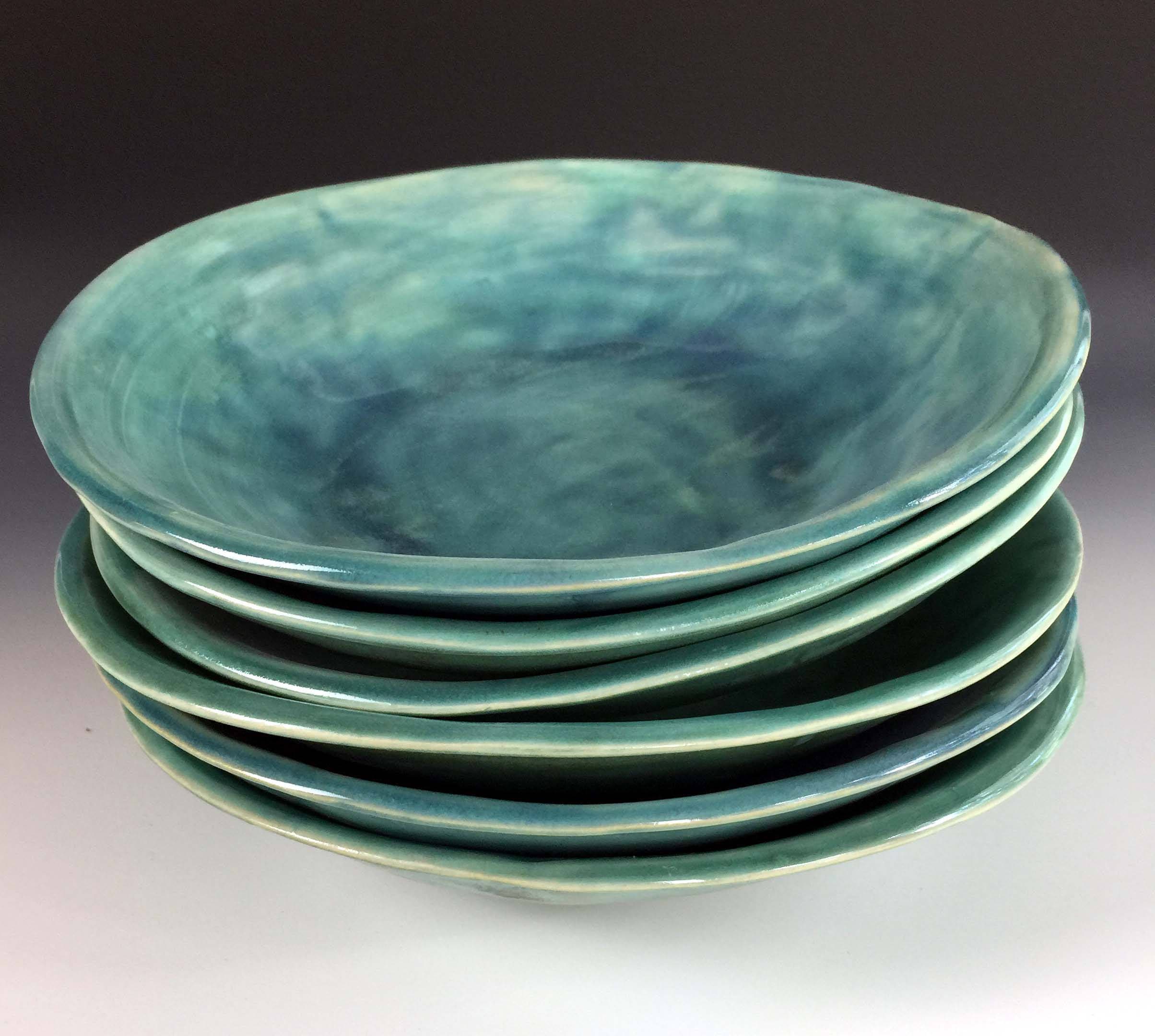 Aqua Crackle Pasta Bowls Stoneware Pasta Bowls by Leslie Etsy Ireland