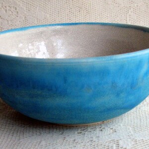 Soup/cereal bowls, wheel thrown, stoneware turquoise everyday bowls image 2