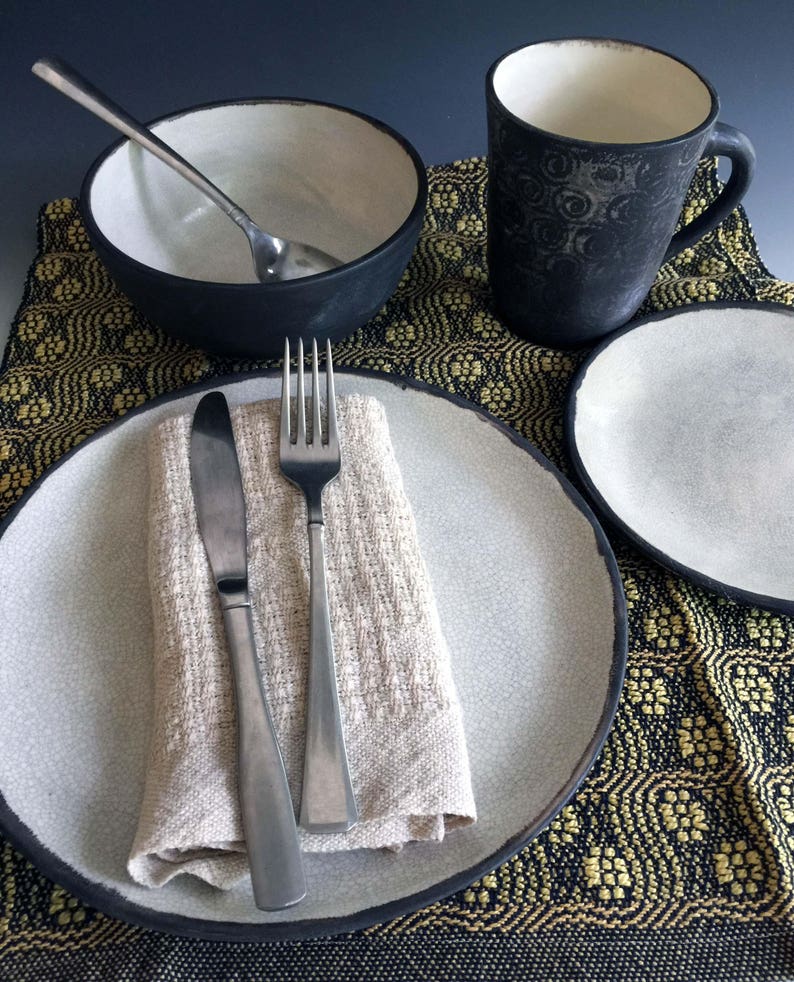 Black and White Dinnerware sets in matte Glaze by Leslie Freeman NEW.