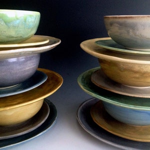 Earthy colors, Dinnerware, Tableware, place settings, six colors, set of six place settings, dinnerware by Leslie Freeman image 2