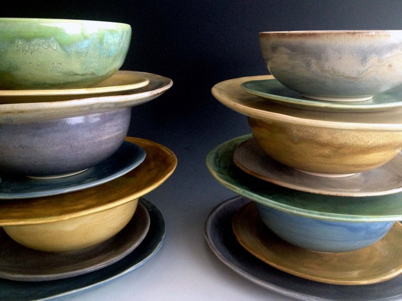 Earthy colors, Dinnerware, Tableware, place settings, six colors, set of six place settings, dinnerware by Leslie Freeman image 2