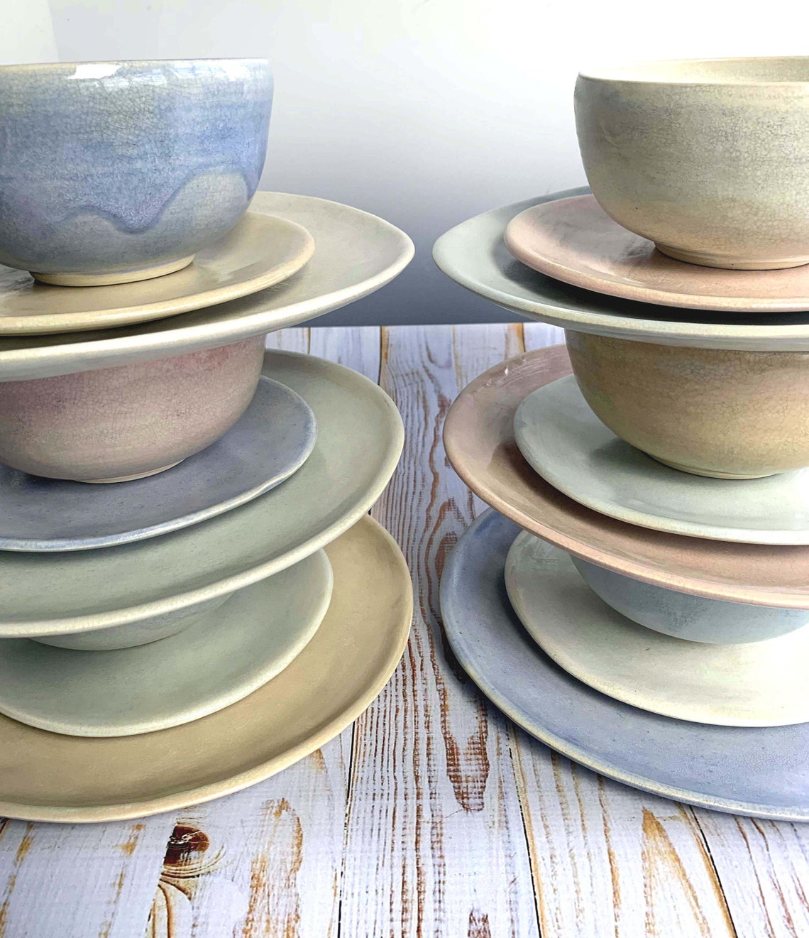 New Pastel Crackle Dinnerware Set by Leslie Freeman Etsy