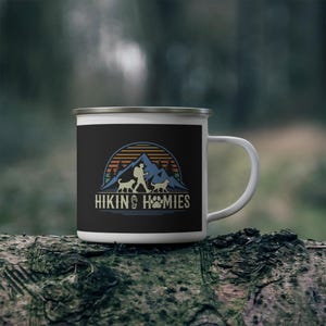 Mountain Coffee Cup, Hiking Enamel Camping Mug, Handmade Coffee Lover Mug, Adventure Mug, Mountain Lover Gift