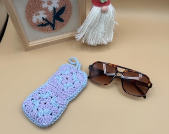 Crochet Sunglass Case - Handmade Granny Square Eyewear Pouch