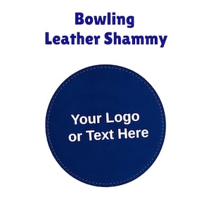 Może przedstawiać: Niebieska skórzana szmatka do czyszczenia butów do kręgli z napisem "Your Logo or Text Here" w kolorze białym.
