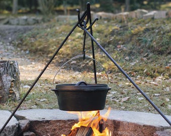 Treppiede per braciere | Set da cucina per esterni | Treppiede per gulasch in pentola, treppiede per forno olandese | Telaio per cucinare sul fuoco
