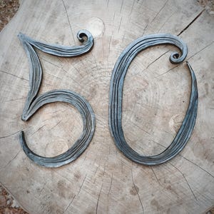 Hand-forged house number | Hand-forged | Wrought iron number | Address house number decoration | Numbers 0 to 9