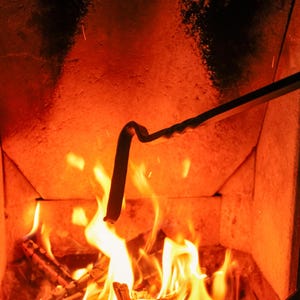Hand-forged firepoker | Fireplace tool | Black fireplace tool, poker | Wrought iron fireplace tool