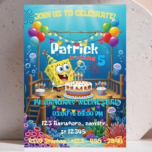 Bewerkbare sjabloon verjaardagstaart verjaardagsuitnodiging, aangepaste verjaardagsuitnodiging