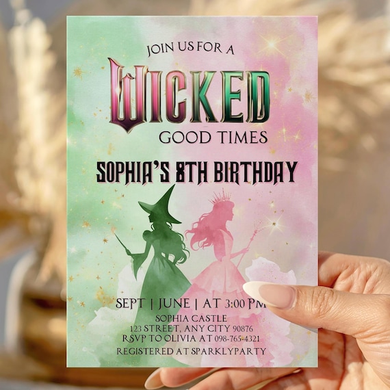 Editable Wicked Birthday Party Invitation: Canva Template (Digital Download)