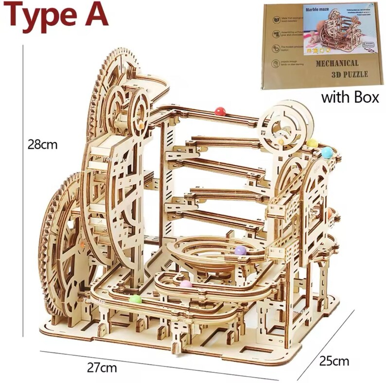 3D Wooden Marble Run Puzzle - Etsy