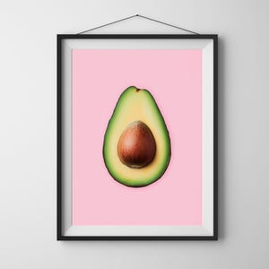 Avocado Print for Kitchen, Fruit Print For Home, Modern Minimalist Art, Eclectic Digital Download, Midcentury Modern Decor, Avo Art Download