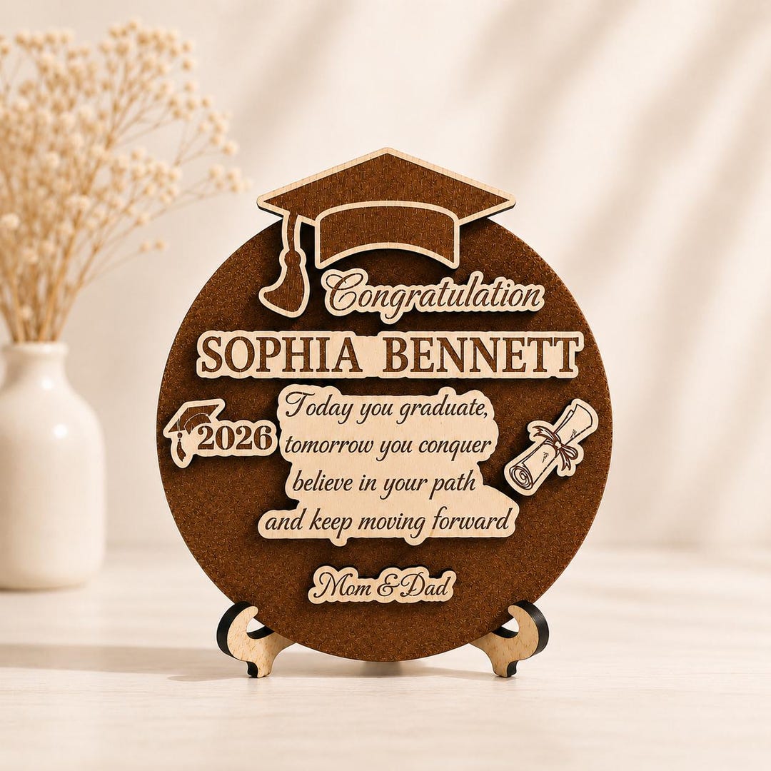 Personalized Graduation Gift Wood Engraved Plaque Keepsake With Stand ...