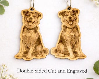 Laser Engraved Pet Photo on Wood Car Hanging Ornament Double Sided Custom Cut Engrave