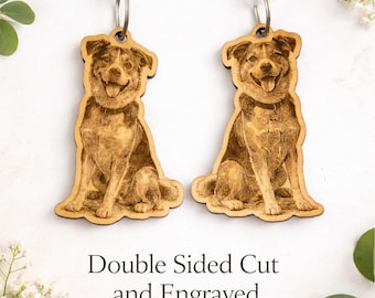 Laser Engraved Pet Photo on Wood Car Hanging Ornament Double Sided Custom Cut Engrave
