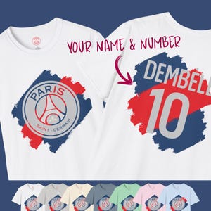 Camiseta personalizada do PSG, camiseta Dembélé inspirada no Paris Saint-Germain, camiseta unissex personalizada, presente perfeito para fãs de futebol
