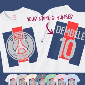 Camiseta personalizada do PSG, camiseta Dembélé inspirada no Paris Saint-Germain, camiseta unissex personalizada, presente perfeito para fãs de futebol