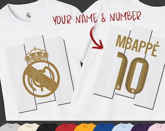 Camiseta personalizada del Real Madrid, inspirada en Mbappé y Arda Guler, camiseta informal de moda, ideal como regalo para fanáticos del deporte.