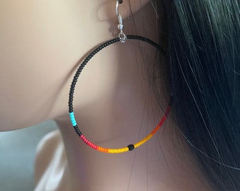 Native American style Beaded Hoop Earrings