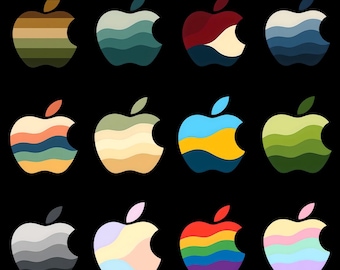 ブルーグリッター Apple ロゴステッカー：MacBook、iPhone、iPad 用