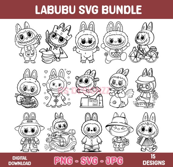 Labubu SVG Bundle | 15 Cute Designs, Clipart (digital Download) - Etsy