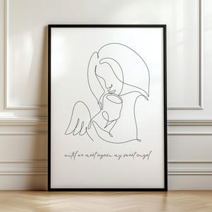 My Sweet Angel, dessin au trait bébé minimaliste, perte de grossesse, perte du nourrisson, mort-né, commémoratif de bébé, impression d&#39;art mural nom personnalisé