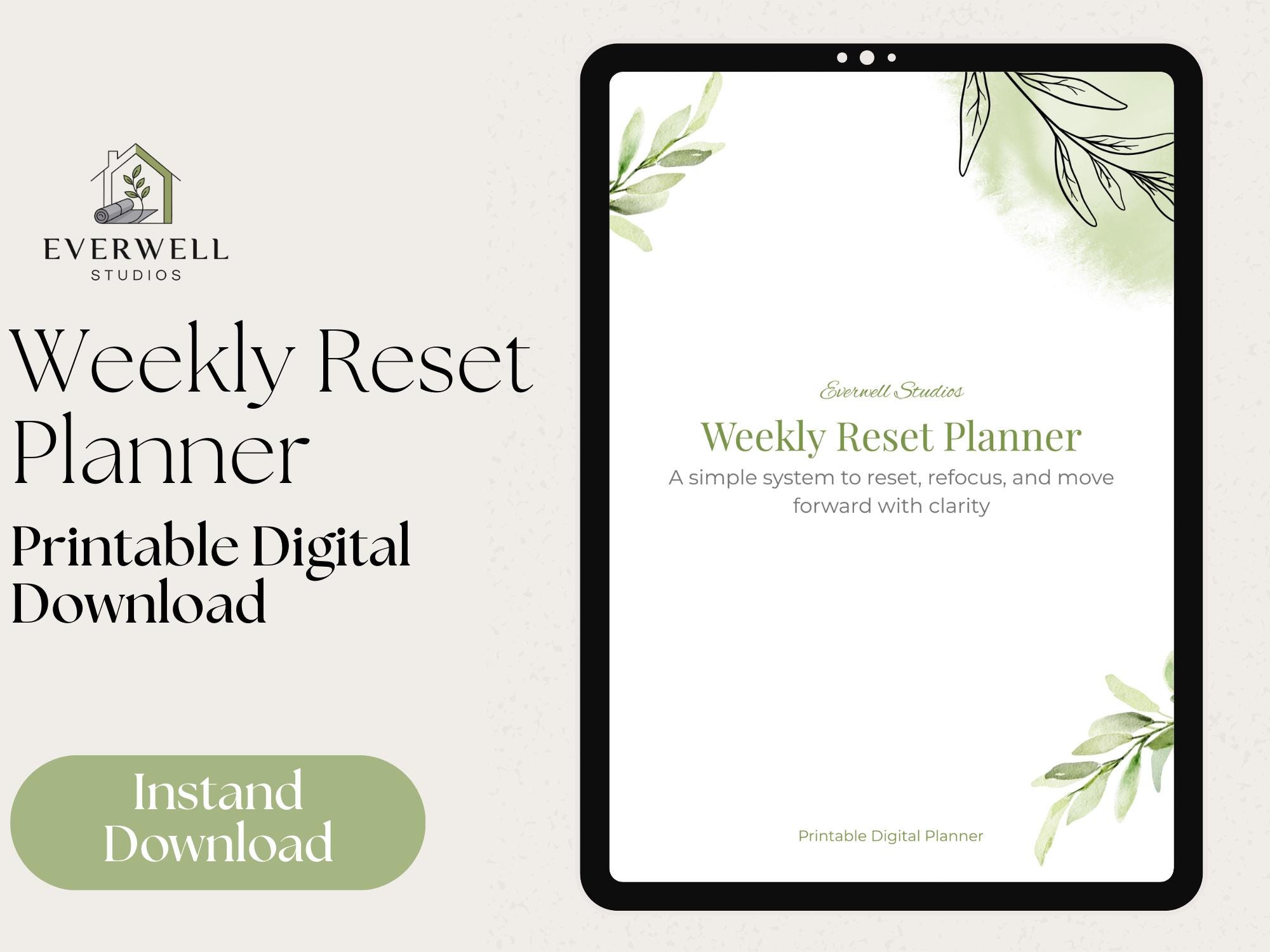 Minimalist Weekly Reset Planner | Habit Tracker, Self Care (digital PDF ...