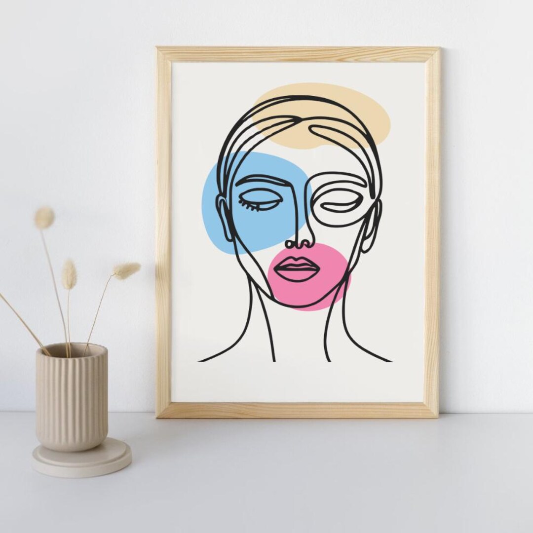 Minimalist Woman Line Art Print | One Line Face Drawing | Modern Wall ...