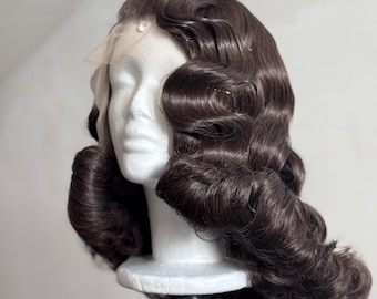 IN STOCK vintage hollywood waves styling wig brown