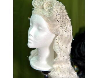 CUSTOM wig with vintage styling and rhinestones