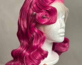 IN STOCK vintage hollywood waves styling wig pink