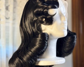 CUSTOM vintage hollywood waves styling wig black
