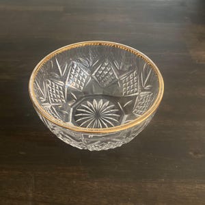 Vintage Pressed Glass Bowl with Gold Trim