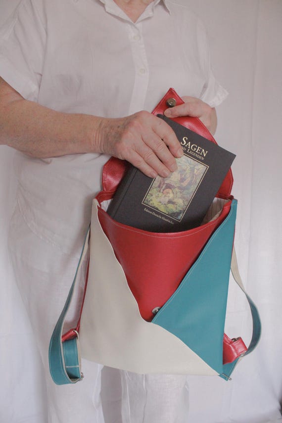 designer faux leather backpack Outdoor Travel Vintage Vegan Hiking Daypack with Multi-Pocket Design Featuring an easy Unique modern backpack made of