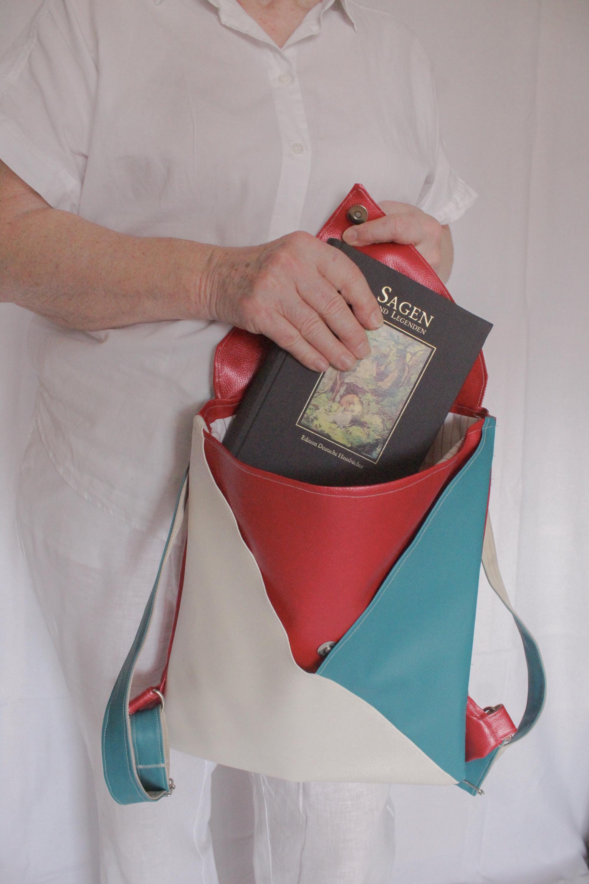 Unique Modern Backpack Made of Faux Leather – Color Block 