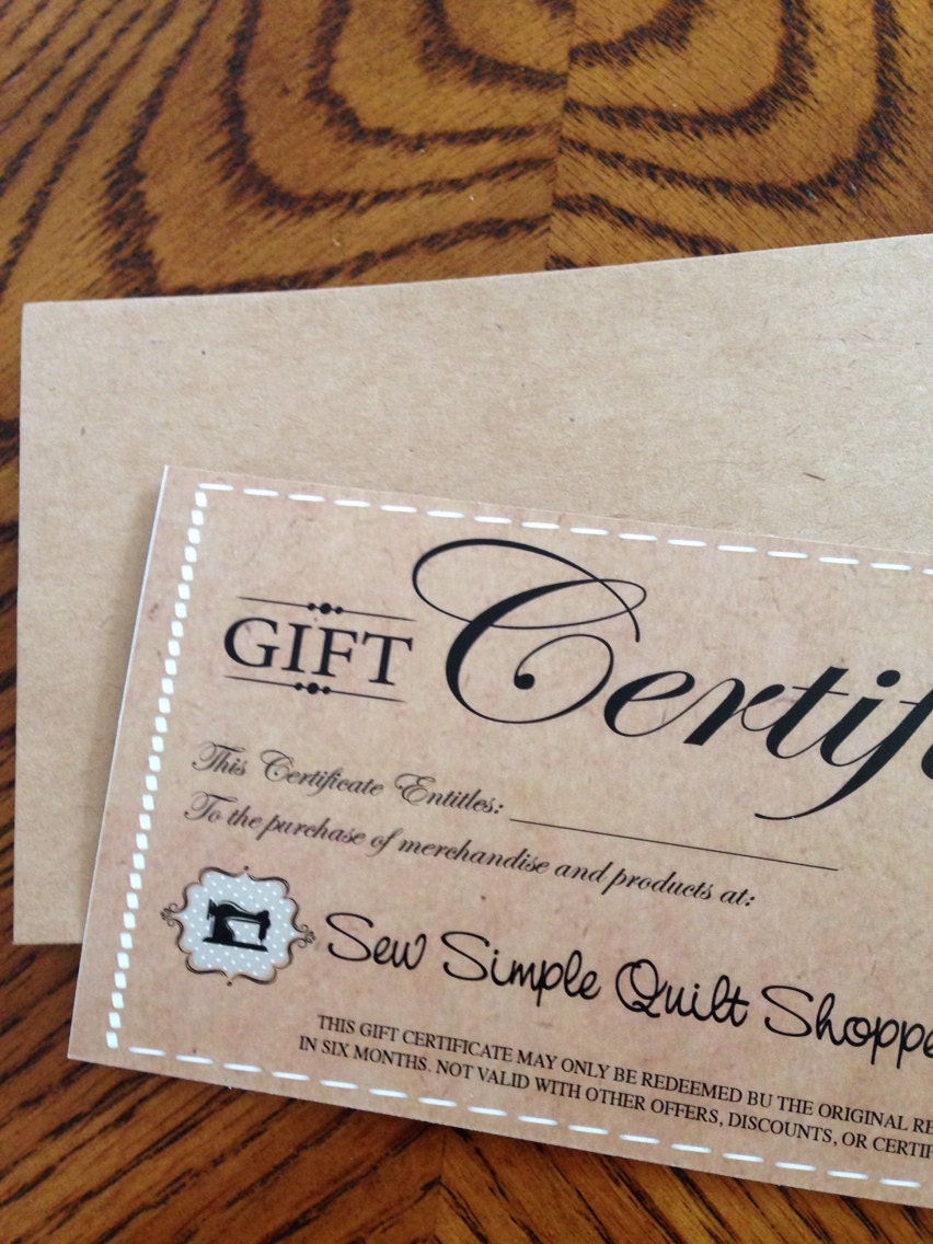 25 custom gift certificates for your business or boutique
