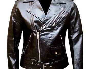 Men's Genuine Leather Biker Jacket: Handmade Black Motorcycle Outerwear