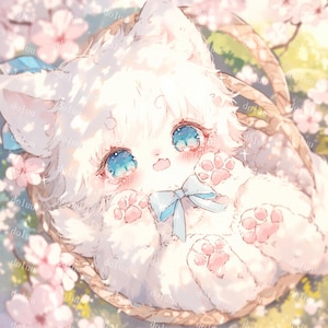Adorables gatitos kawaii - Imágenes prediseñadas de gatos para amantes de las mascotas - Descarga digital de archivos PNG - Pintura de animales - Uso comercial