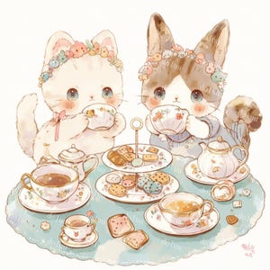 Adorable Kawaii Kittens Clipart Bundle - Cute Cat Art for Pet Lovers - Digital Download PNG Files - animal painting - commercial use