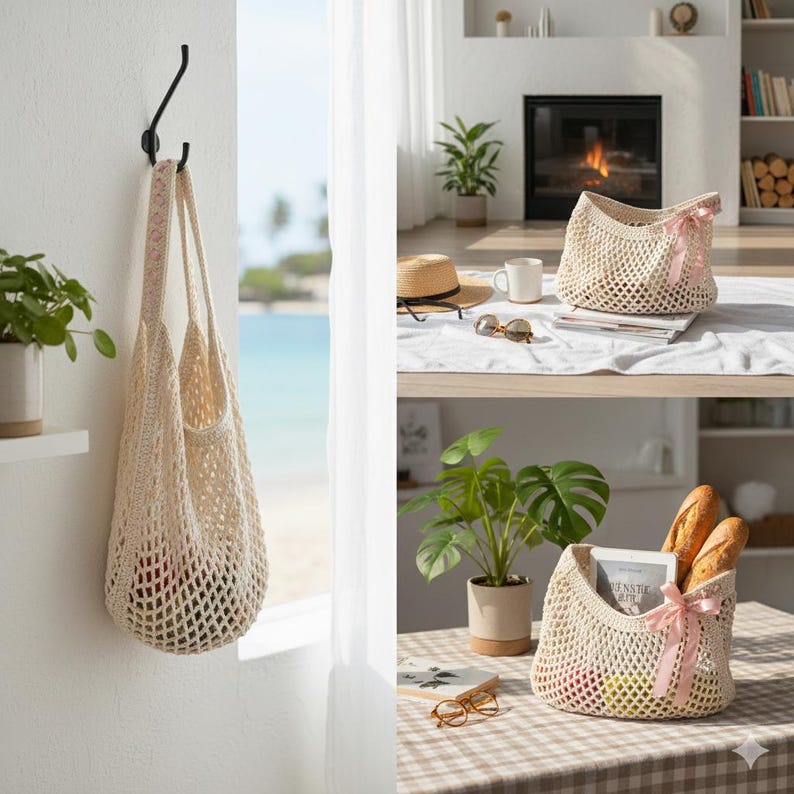Beginner Crochet Market Bag Pattern | Mesh Tote With Oval Base | Easy V ...
