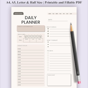 Von Zuhause aus arbeiten Planer Printable, Persönlicher Tages- & Stundenplan, Sofort Download, A5, A4 Letter