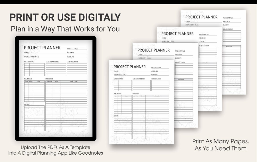 Project Planner Printable – Time Table & School Schedule Planner – A4 ...