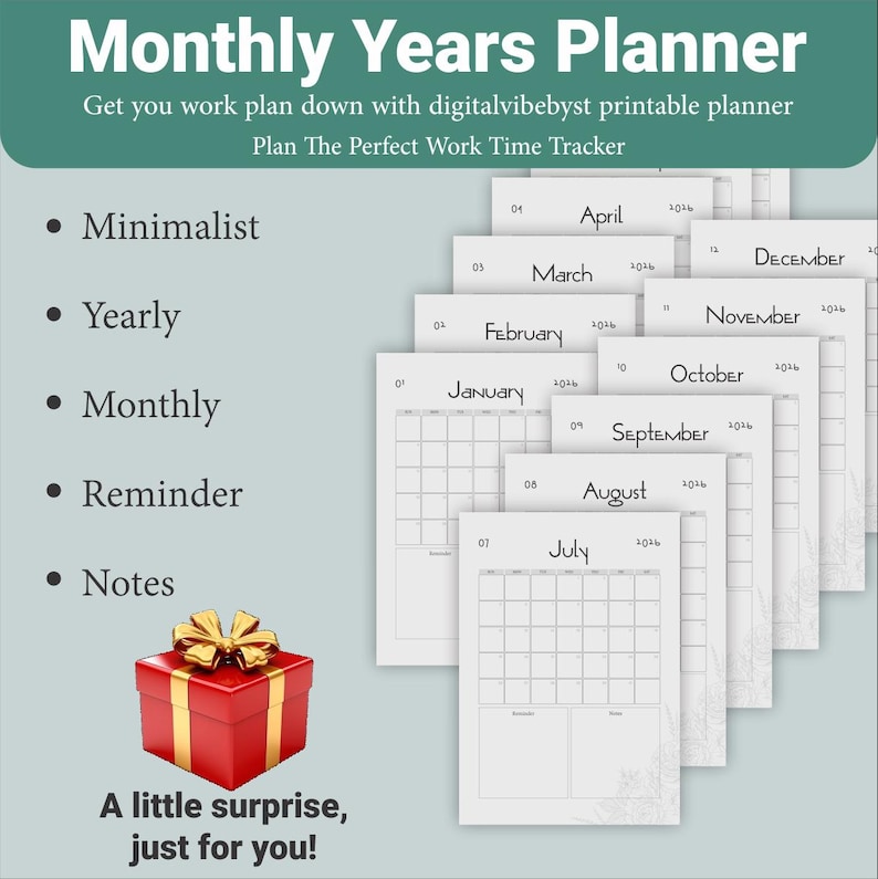 2026 Printable Monthly Calendar A4, Minimalist Planner With Notes ...