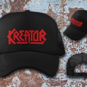 Kreator trucker hat - black - you pick the logo color