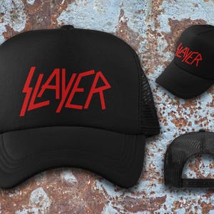Slayer trucker hat - black - you pick the logo color
